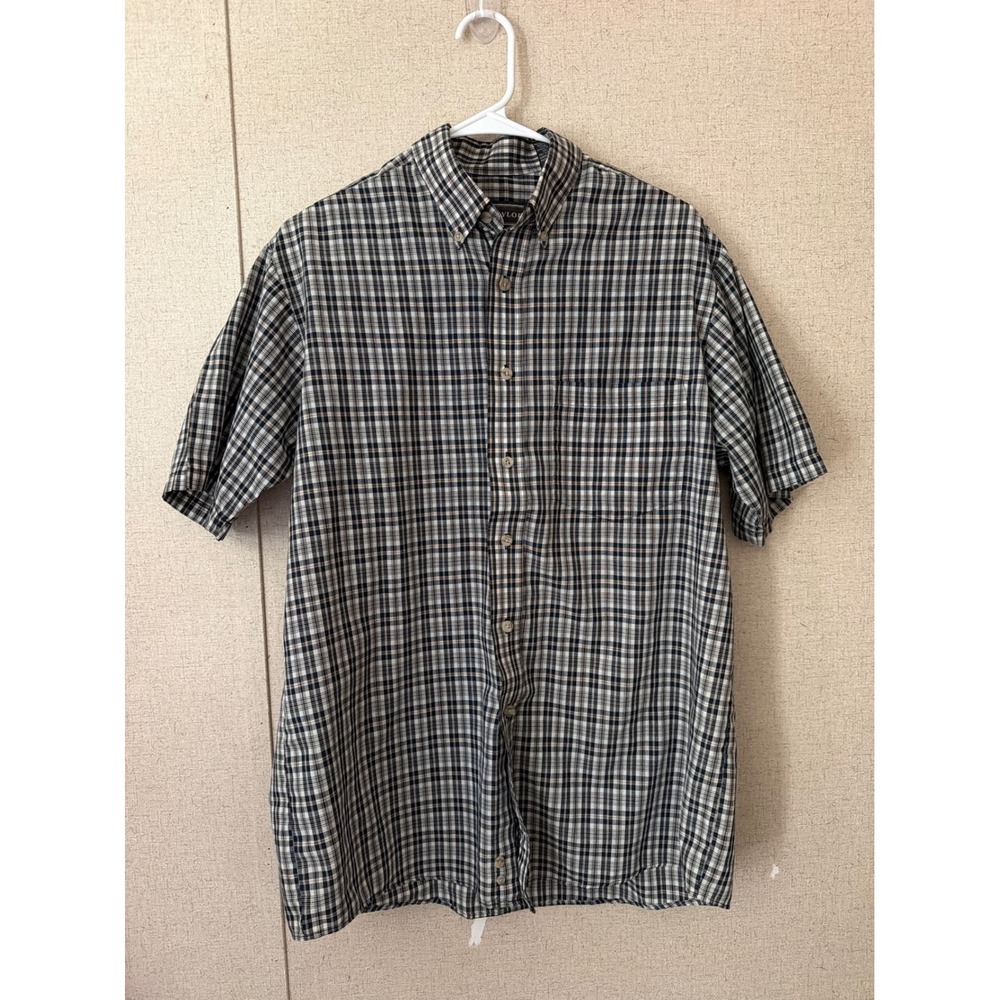 David Taylor Mens Medium Short‎ Sleeve Button Down Shirt Plaid